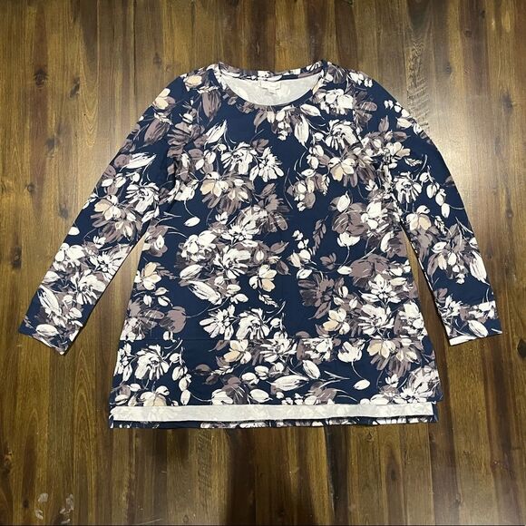 J. Jill Pure Jill Harmony Crew Neck Tunic Blouse - Picture 1 of 10